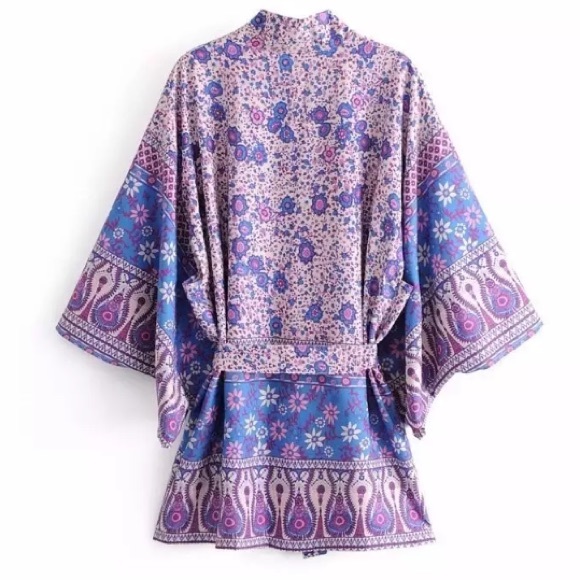 Boho Blossom KIMONO Coverup Shawl Wrap Lavender - Picture 5 of 6